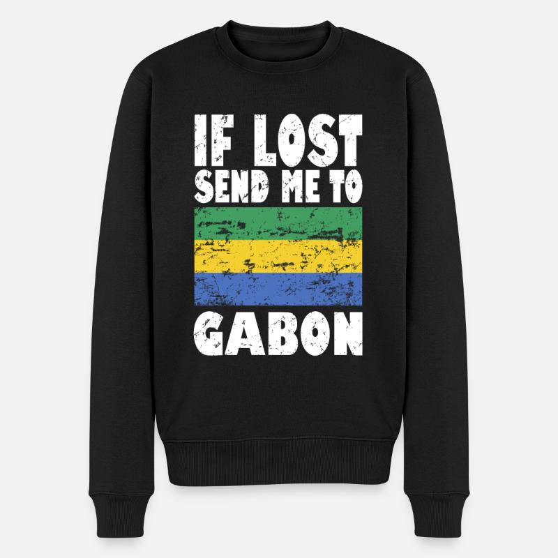 Gabun Flagge Spruch - Männer Premium Bio Pullover - Schwarz