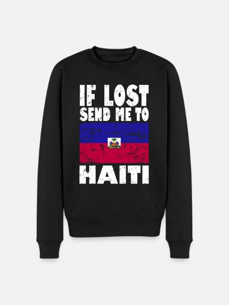 Haiti Flag Slogan - Men's Premium Organic Jumper - black