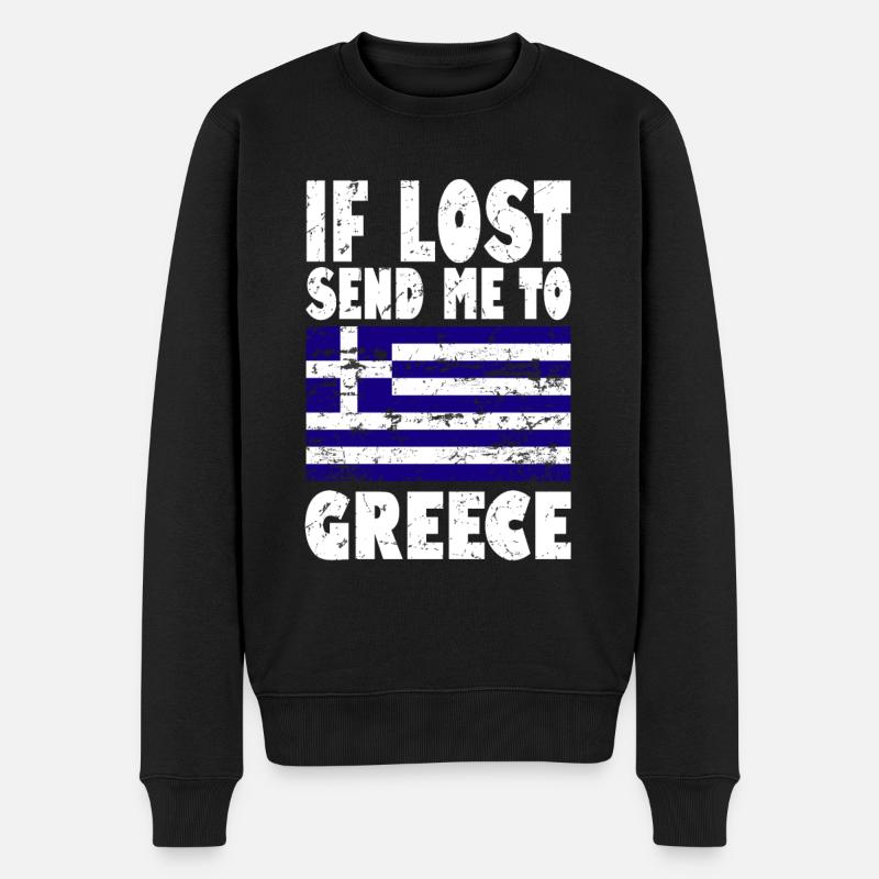 Greece Flag Saying - Men's Premium Organic Jumper - black