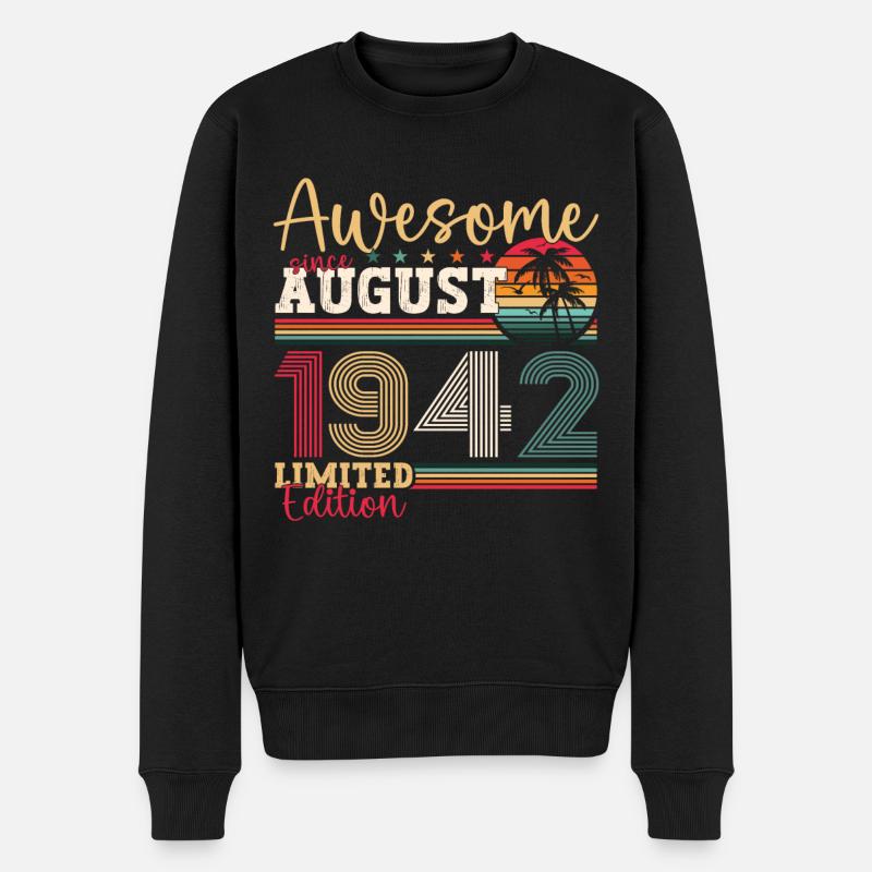 Awesome since August 1942 80. Geburtstag Geschenk - Männer Premium Bio Pullover - Schwarz