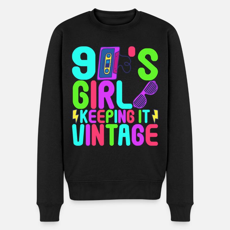 90er Party 90er Jahre - Männer Premium Bio Pullover - Schwarz