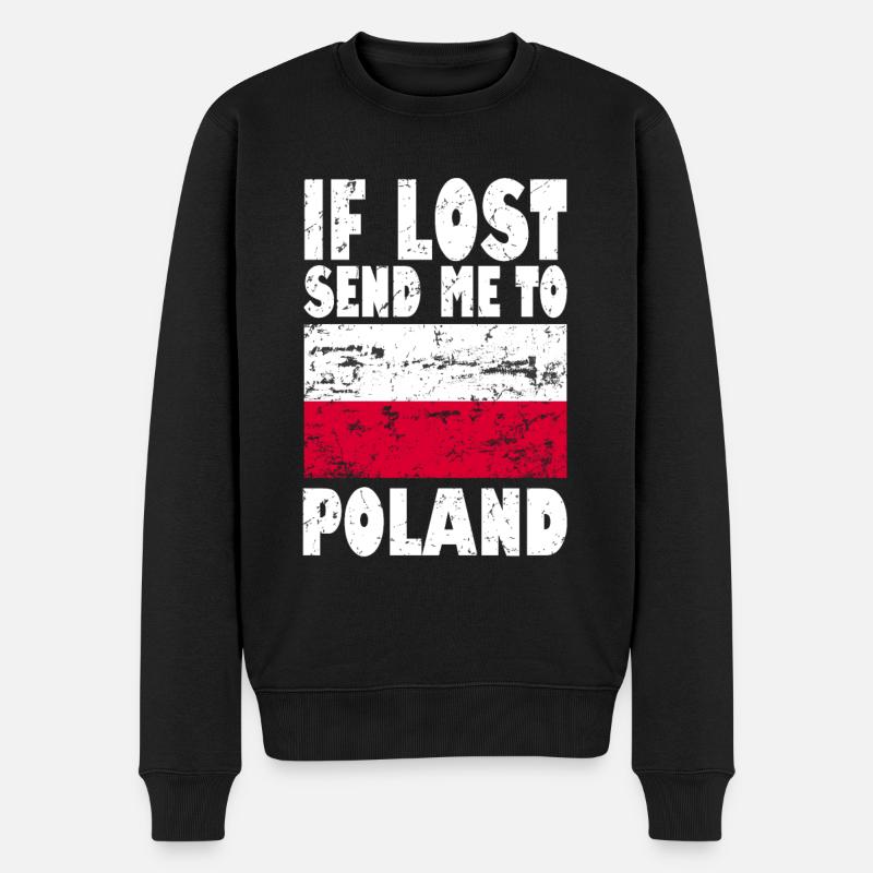 Polen Flagge Spruch - Männer Premium Bio Pullover - Schwarz