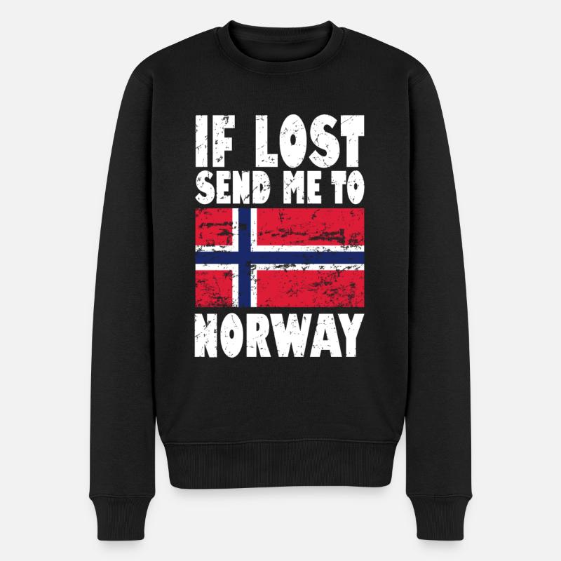 Norwegen Flagge Spruch - Männer Premium Bio Pullover - Schwarz