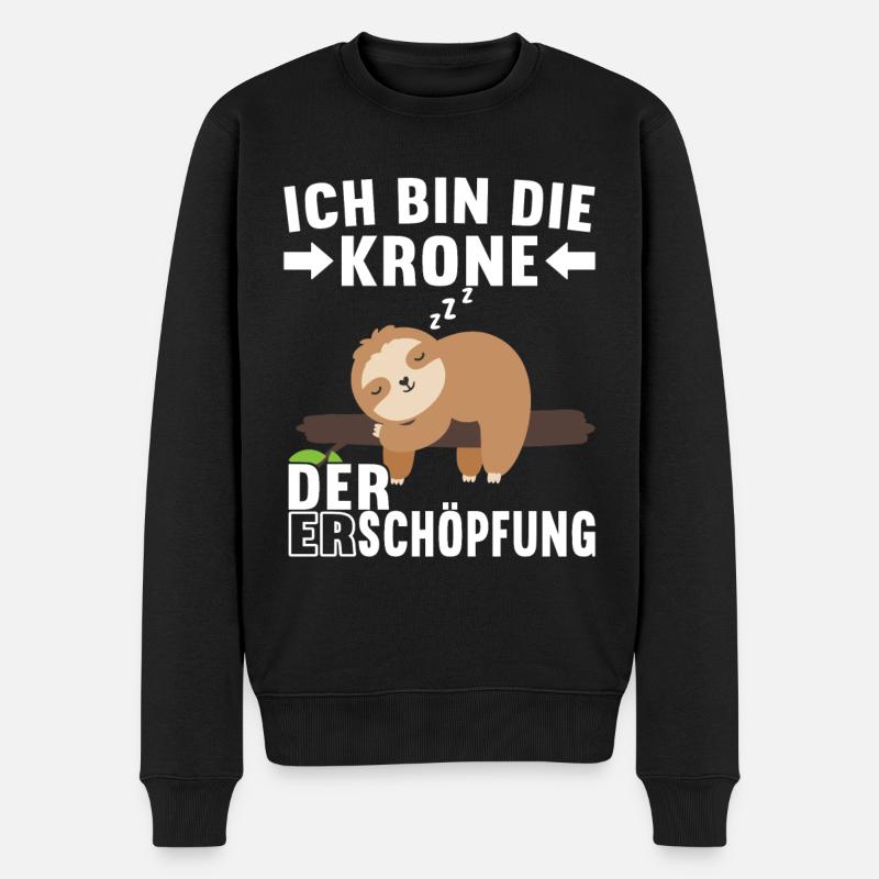 Faultier Spruch Müdigkeit - Männer Premium Bio Pullover - Schwarz