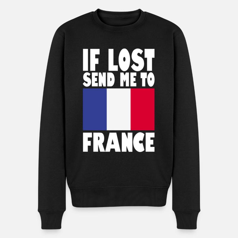 Frankreich Flagge Spruch - Männer Premium Bio Pullover - Schwarz