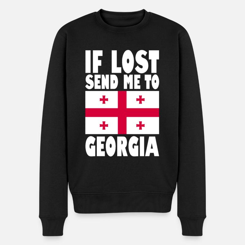 Georgien Flagge Spruch - Männer Premium Bio Pullover - Schwarz