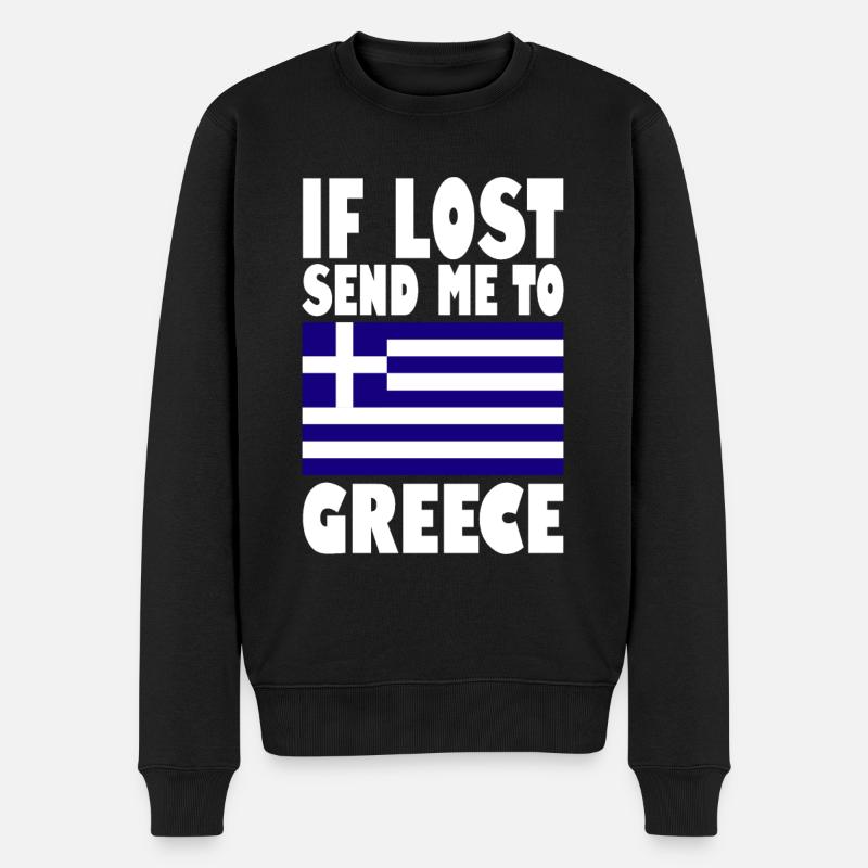 Griechenland Flagge Spruch - Männer Premium Bio Pullover - Schwarz