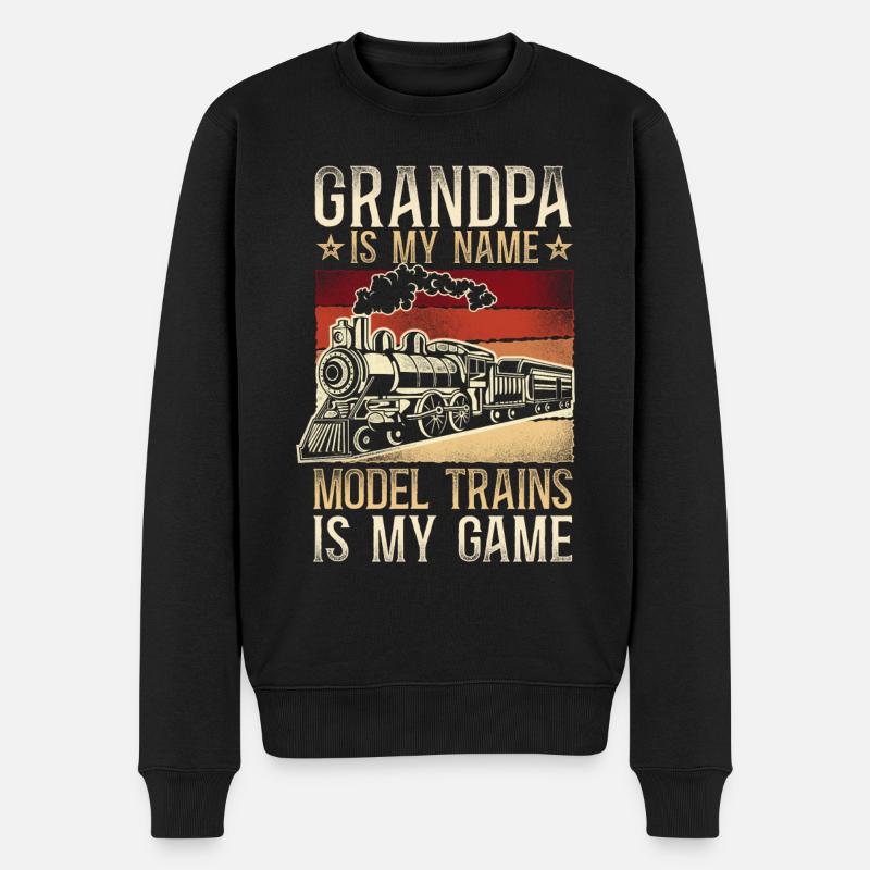 Steam Train Driver Trainspotting - Männer Premium Bio Pullover - Schwarz