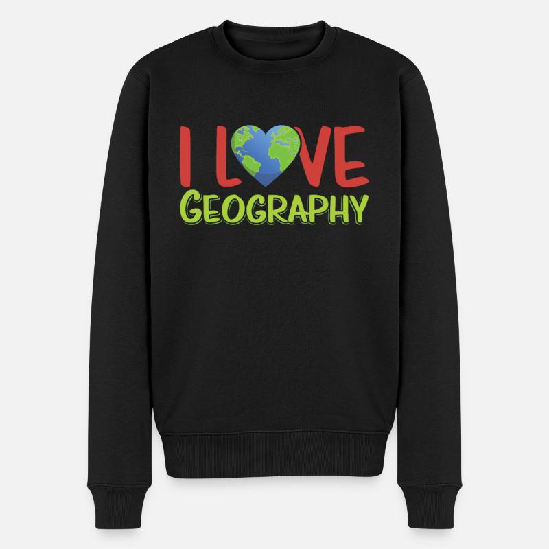Ich Liebe Geografie Beruf Geograph Geographie - Männer Premium Bio Pullover - Schwarz
