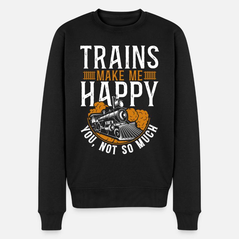 Steam Train Driver Trainspotting - Männer Premium Bio Pullover - Schwarz