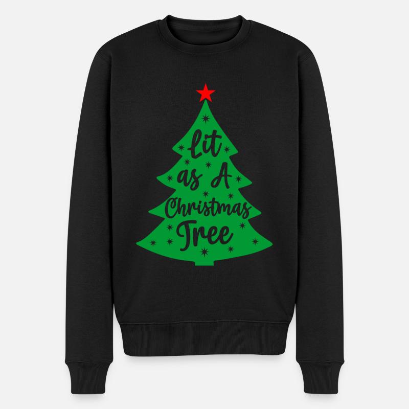 Beleuchtet wie ein Weihnachtsbaum Norwegermuster - Männer Premium Bio Pullover - Schwarz