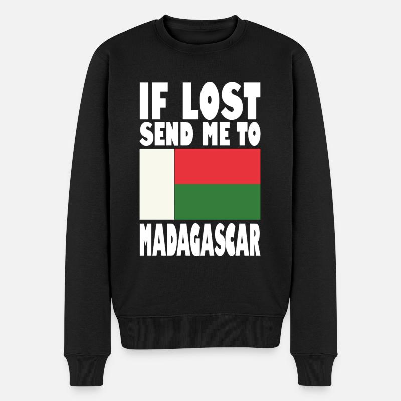 Madagaskar Flagge Spruch - Männer Premium Bio Pullover - Schwarz