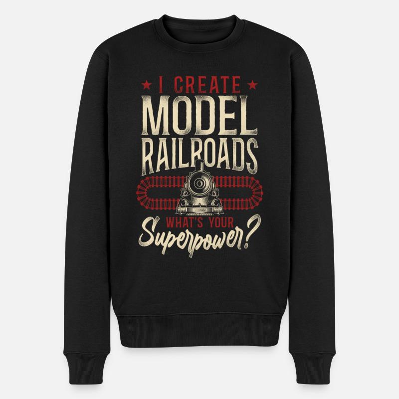 Steam Train Driver Trainspotting - Männer Premium Bio Pullover - Schwarz