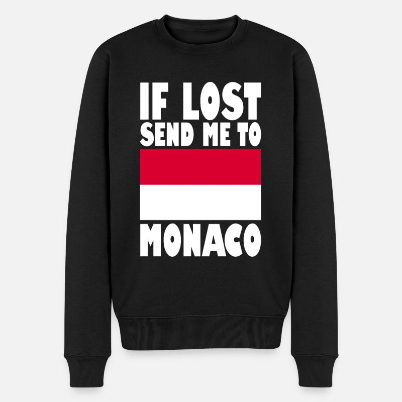 Monaco Flagge Spruch - Männer Premium Bio Pullover - Schwarz