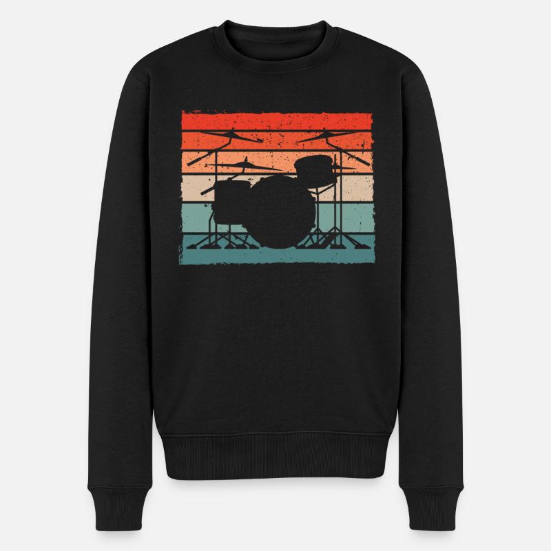 Batteur rétro Schlagzeuger - Pull Premium bio Homme - noir