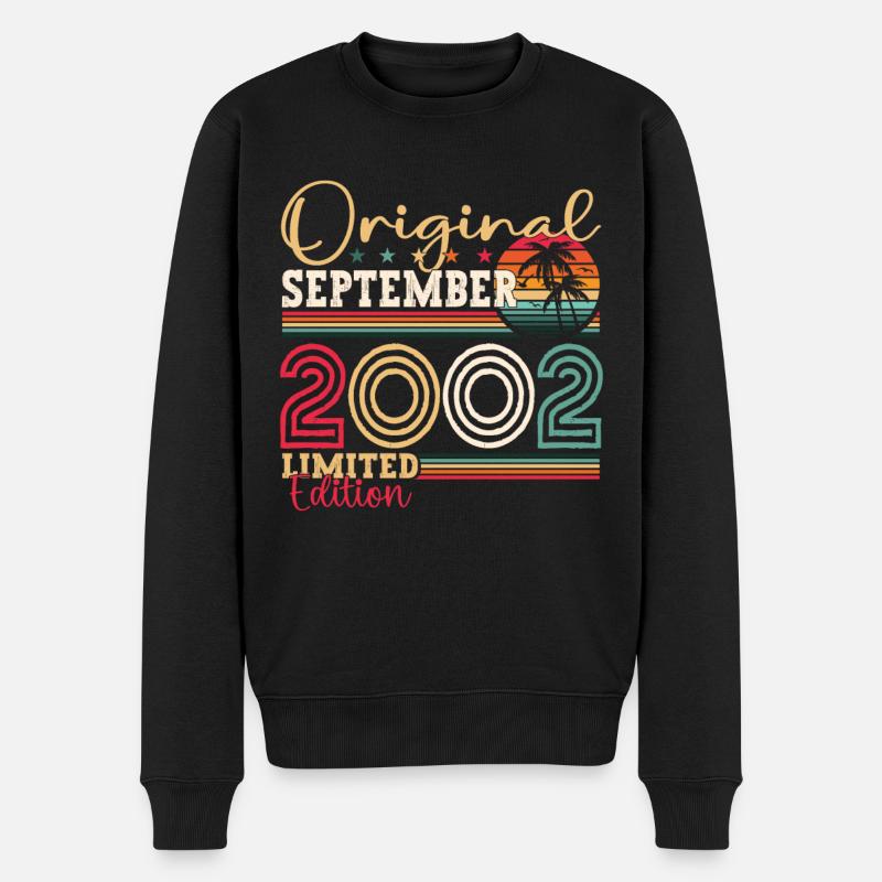 Original September Vintage 2002 Geburtstag Lustig - Männer Premium Bio Pullover - Schwarz