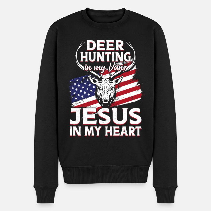 Chasseur de cerfs Buck Jesus - Pull Premium bio Homme - noir