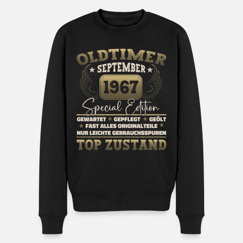 Oldtimer September 1967 55. Geburtstag Geschen - Männer Premium Bio Pullover - Schwarz