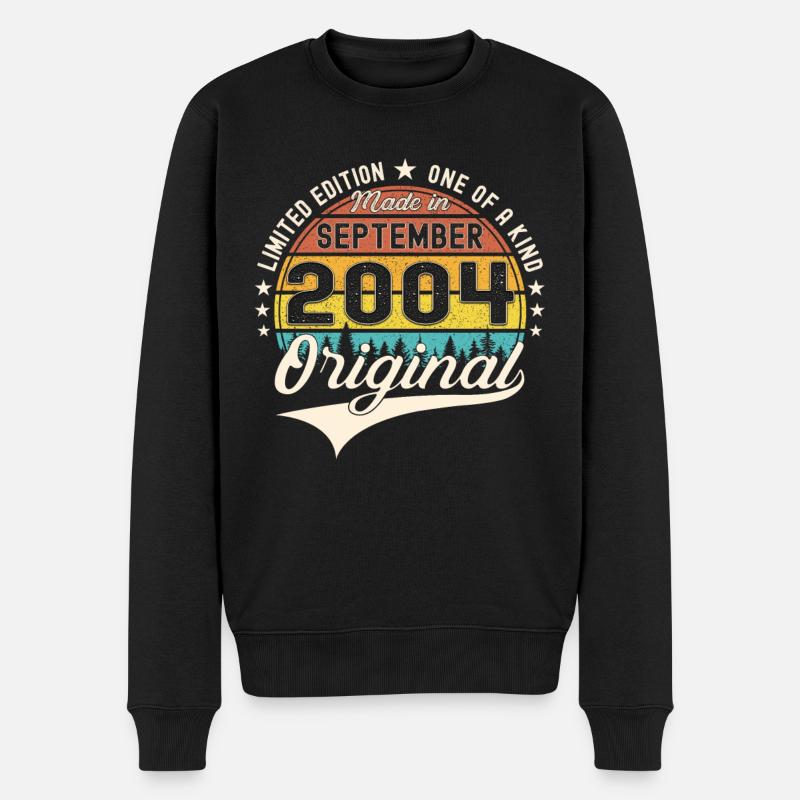 Original Septembre Vintage 2004 Anniversaire Drôle - Pull Premium bio Homme - noir
