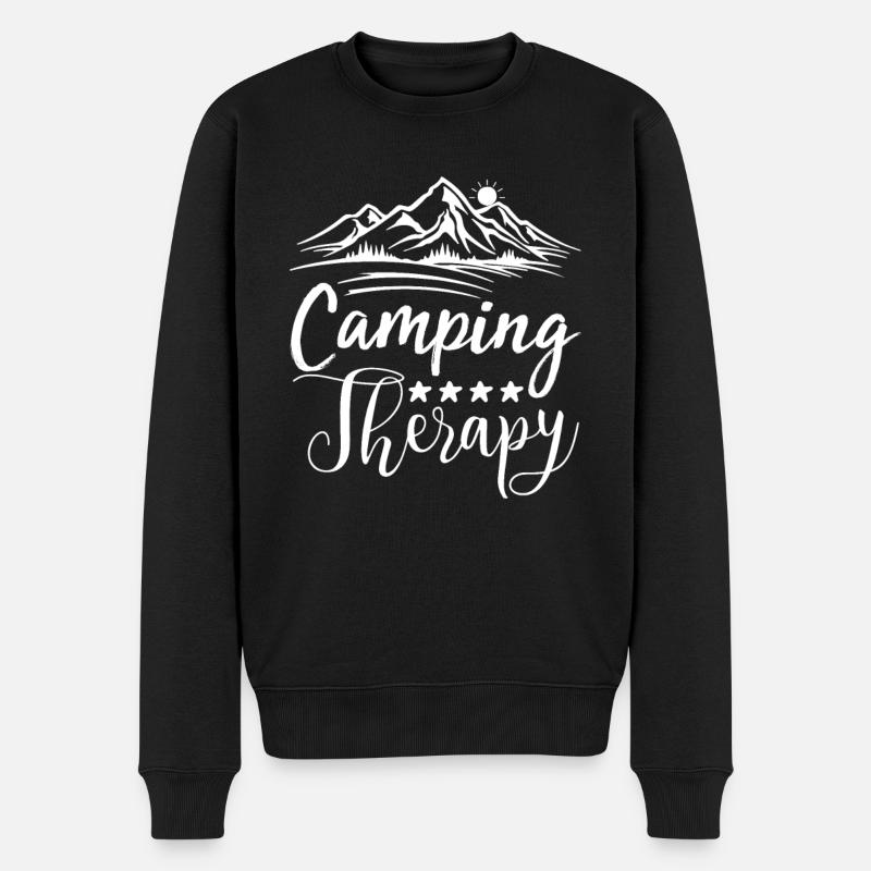 Camping Therapie - Männer Premium Bio Pullover - Schwarz