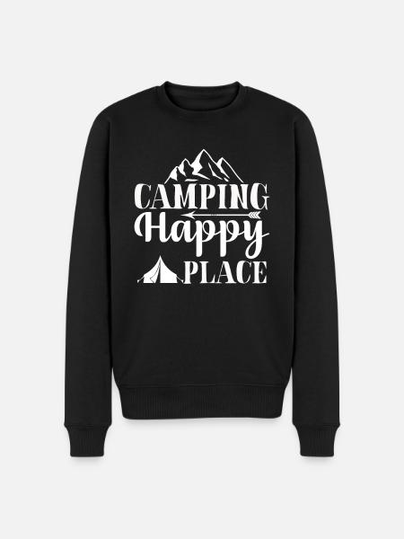 Camping Happy Place Wandershirt - Männer Premium Bio Pullover - Schwarz