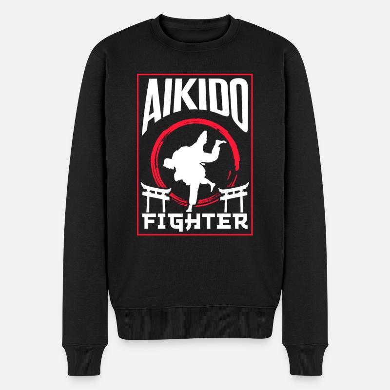 Aikido Kämpfer Kampfsport Kampfkunst Liebhaber - Männer Premium Bio Pullover - Schwarz