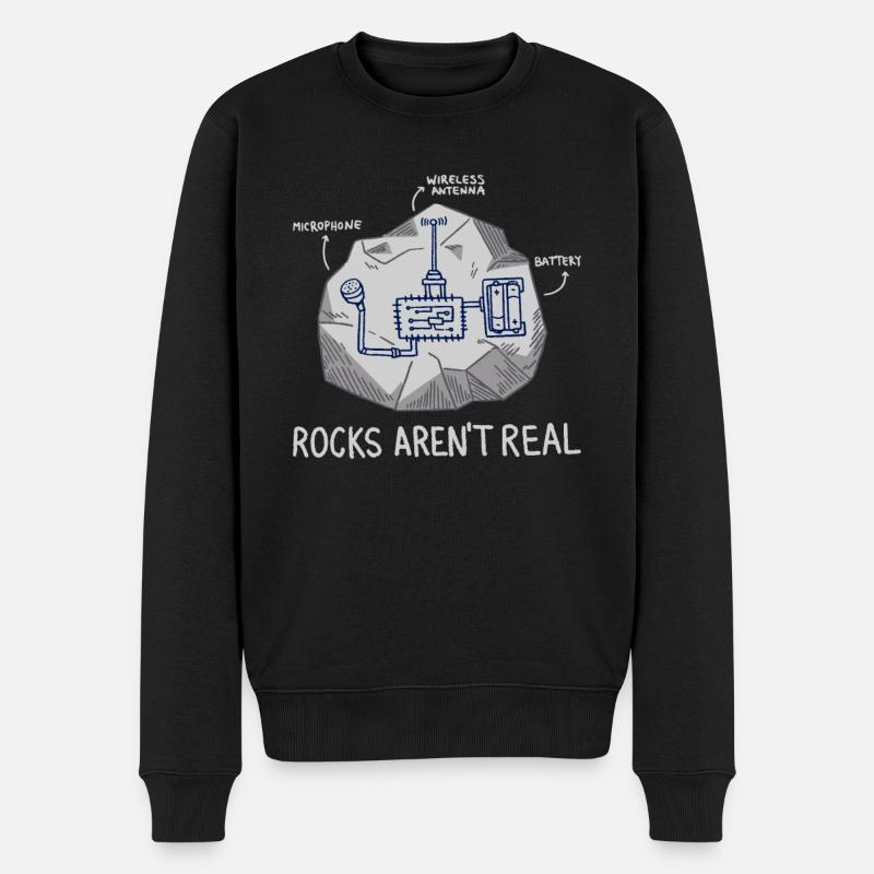 Rocks Aren't Real Verschwörungstheorie Überwachung - Männer Premium Bio Pullover - Schwarz