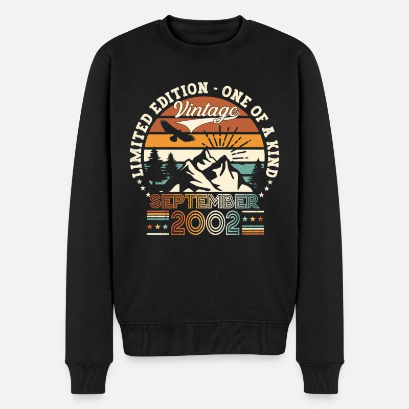 September Jahrgang 2002 20. Geburtstag Geschenk - Männer Premium Bio Pullover - Schwarz