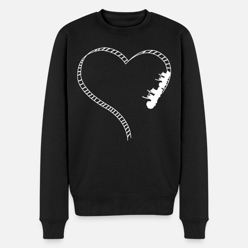 Roller Coaster Heart - Männer Premium Bio Pullover - Schwarz