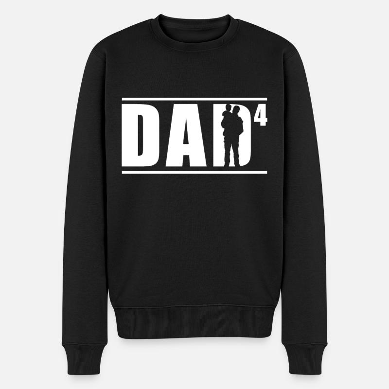 Vater Von Vier Kindern Papi Papa Vater Tag - Männer Premium Bio Pullover - Schwarz