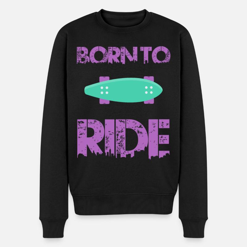 né pour rouler born to ride skateboard skate - Pull Premium bio Homme - noir