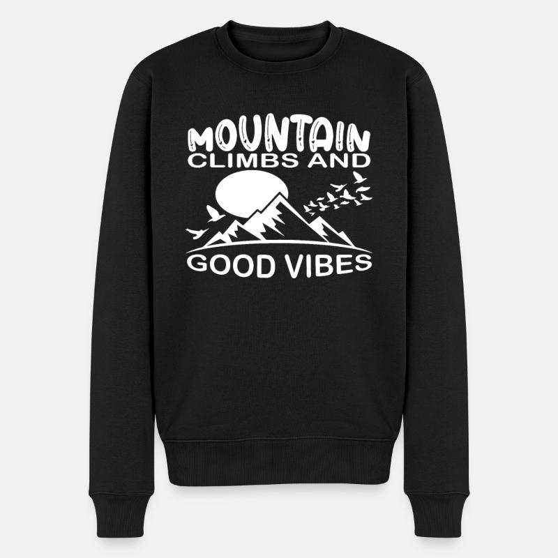 Bergsteigen und gute Vibes Camping - Männer Premium Bio Pullover - Schwarz