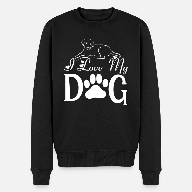 Ich liebe meinen Hund - Männer Premium Bio Pullover - Schwarz