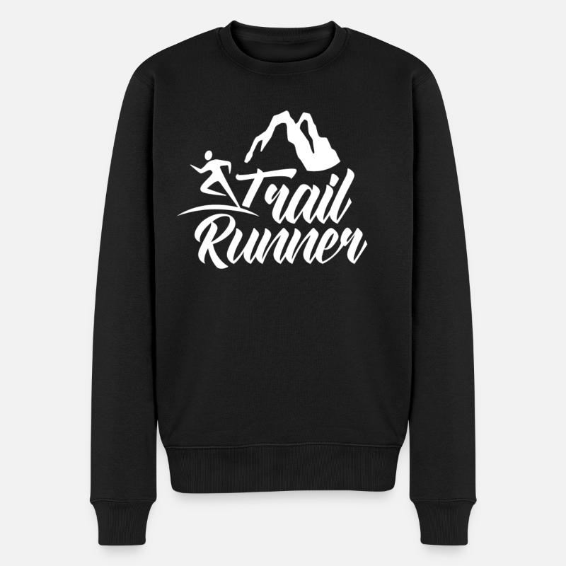 Trail Runner Traillauf Running Rennen - Männer Premium Bio Pullover - Schwarz