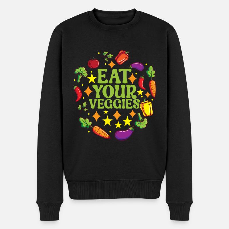 Vegan Vegetarier - Männer Premium Bio Pullover - Schwarz
