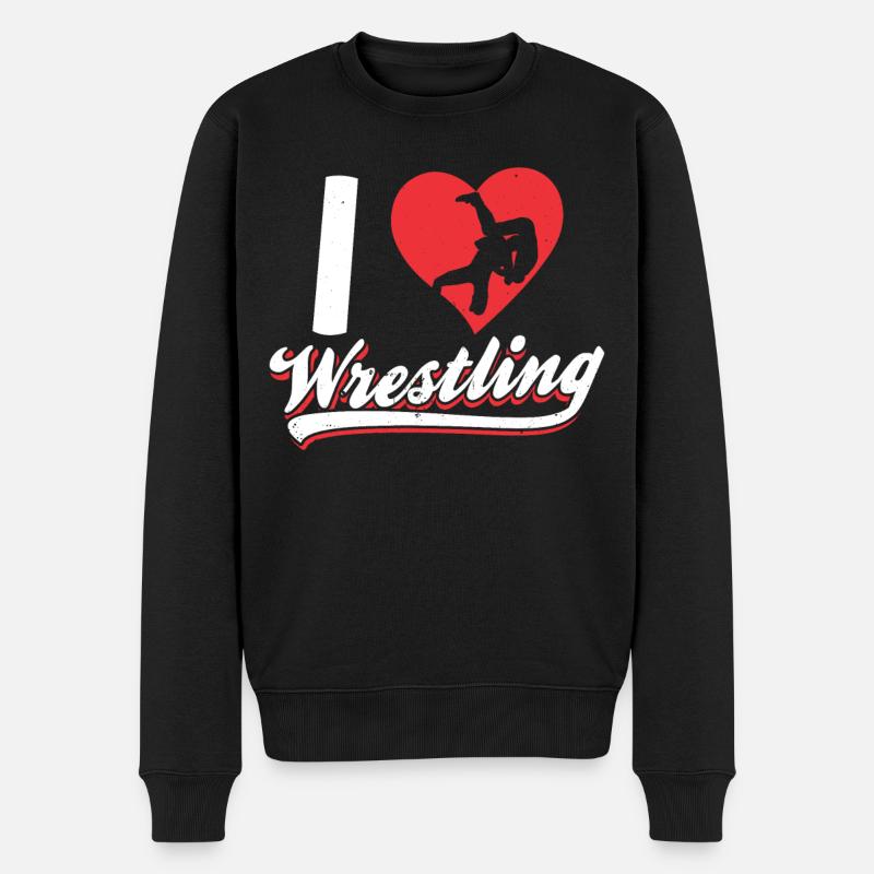 Ich Liebe Wrestling Ringen Ringer Ringkampf - Männer Premium Bio Pullover - Schwarz