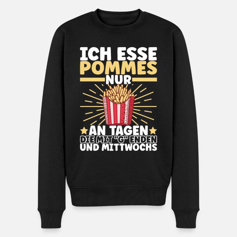 Pommes Fritten French Fries - Männer Premium Bio Pullover - Schwarz
