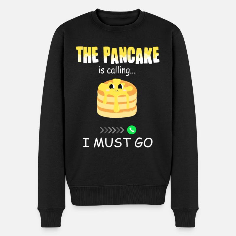 Pancake Calls - Funny Pancake - Men's Premium Organic Jumper - black