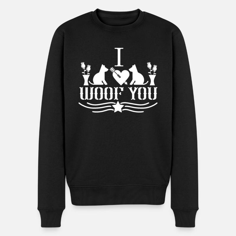 Ich wuff dich - Männer Premium Bio Pullover - Schwarz