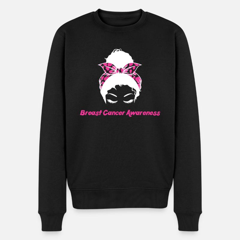 Messy Bun Awareness Brustkrebs - Männer Premium Bio Pullover - Schwarz