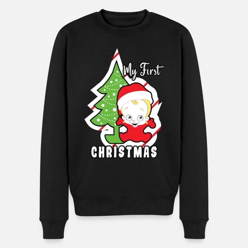 Mein erstes Weihnachten Norwegermuster - Männer Premium Bio Pullover - Schwarz