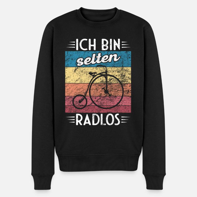 Ich bin selten Radlos - lustiger Spruch - Männer Premium Bio Pullover - Schwarz