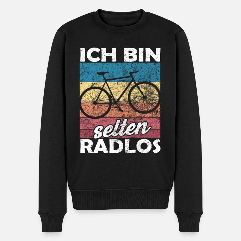 Ich bin selten Radlos - lustiger Spruch - Männer Premium Bio Pullover - Schwarz