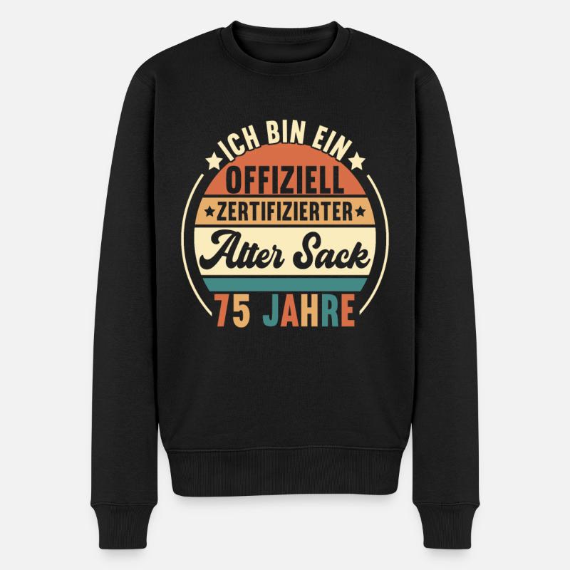 75. Geburtstag 75 Jahre - Männer Premium Bio Pullover - Schwarz