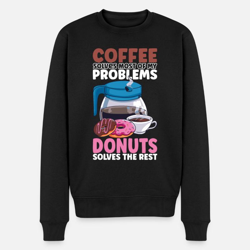 Kaffee Donuts - Männer Premium Bio Pullover - Schwarz