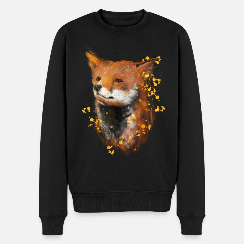 Fuchs Bunte Tierwelt Waldtiere Tiermotiv Tierisch - Männer Premium Bio Pullover - Schwarz