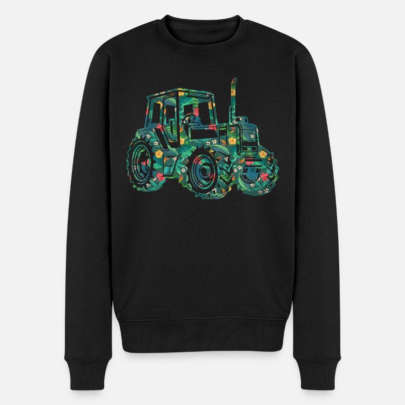 Farming Farmer Flower Floral - Männer Premium Bio Pullover - Schwarz