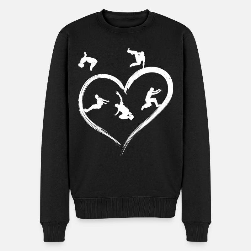 Parkour Free Running Traceur Heart - Pull Premium bio Homme - noir