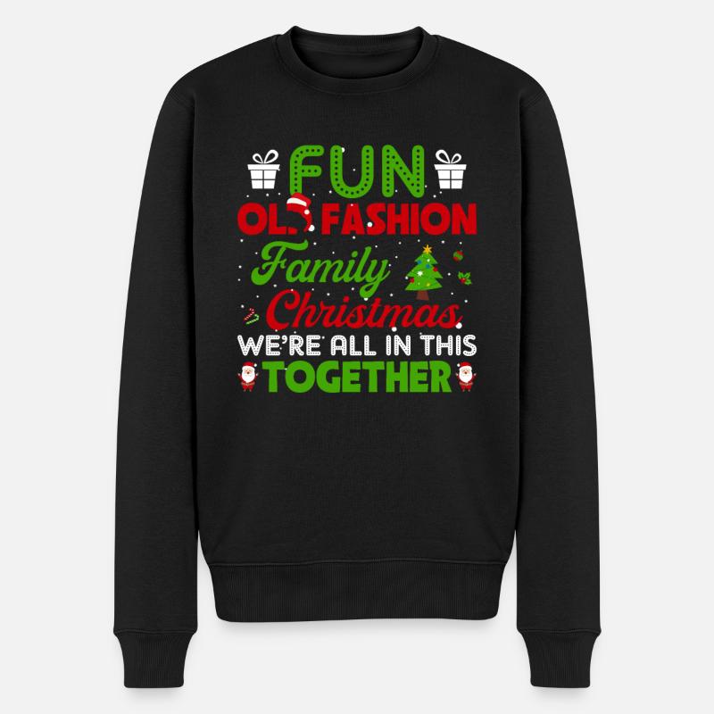 Altmodische Familienweihnacht Norwegermuster - Männer Premium Bio Pullover - Schwarz