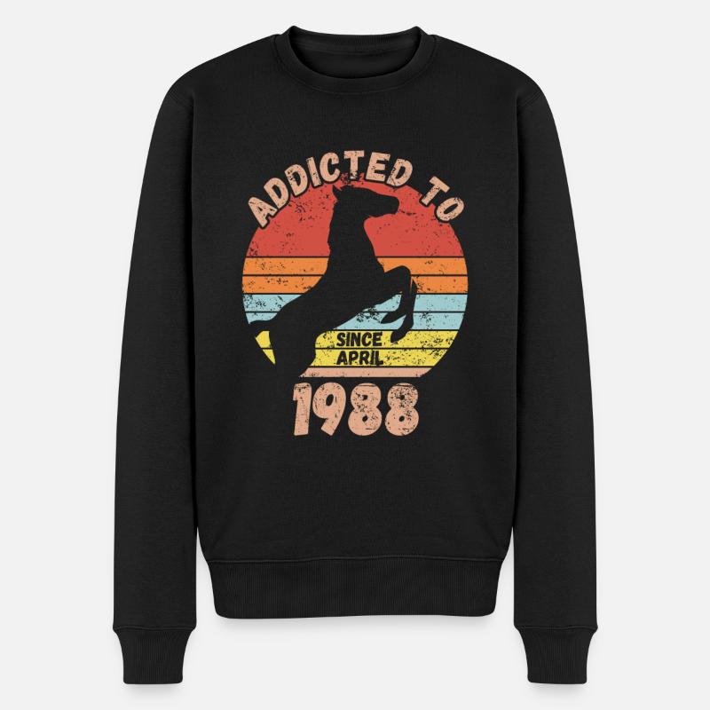 Anniversaire Équitation Avril 1988 - Pull Premium bio Homme - noir